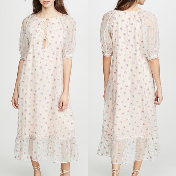 Anthropologie Dresses & Skirts - Capulet x Anthropologie Sheer Rosewood Embroidered Prairie Dress Cottagecore